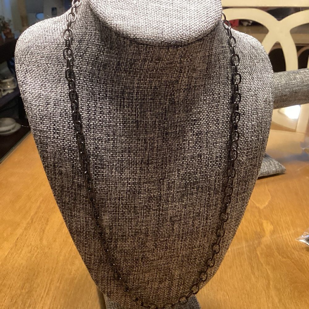 Gunmetal Oval Link Necklace 24” NWOT